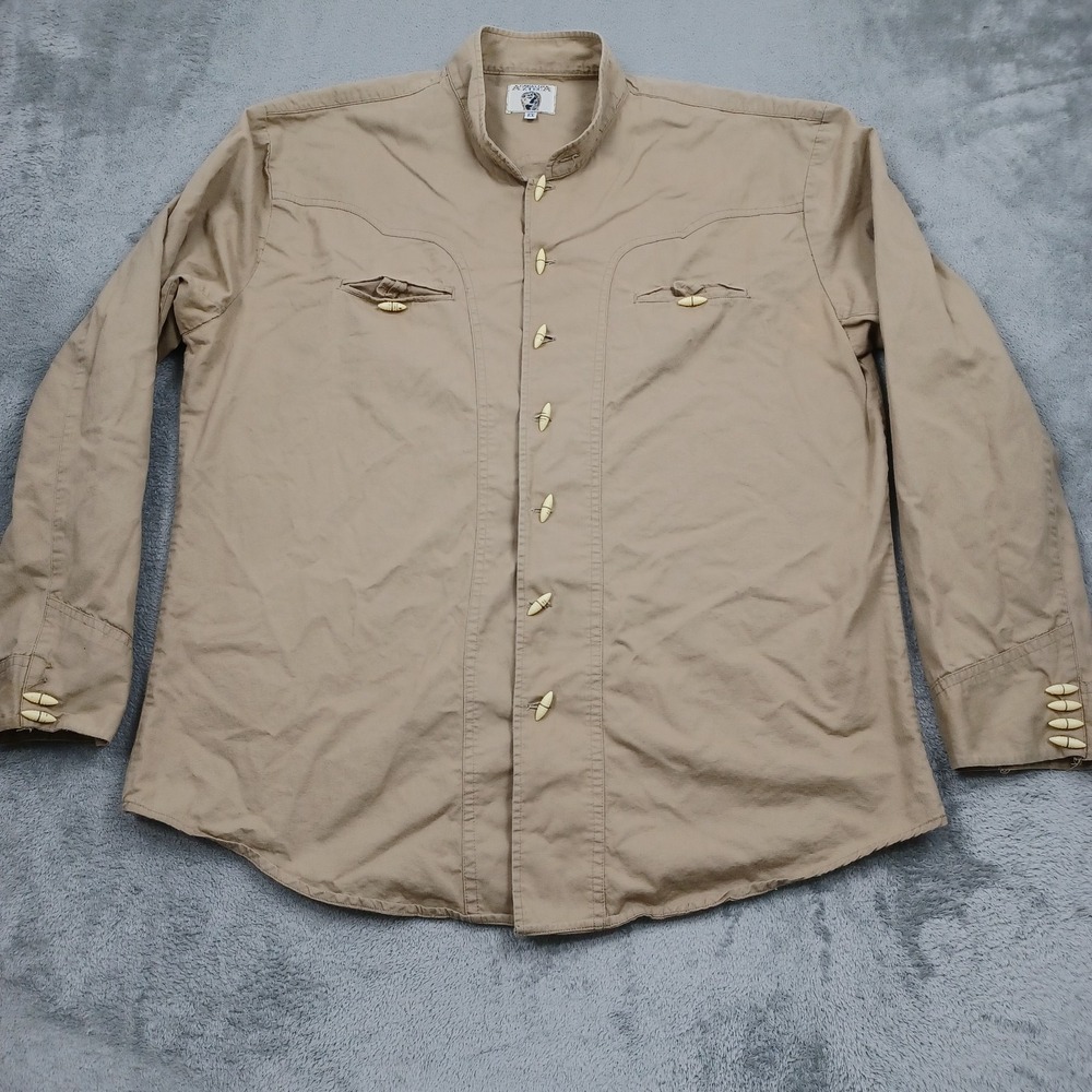 Caballo Azteca Shirt Mens XL Brown Western Long Sleeve Cotton Frontier